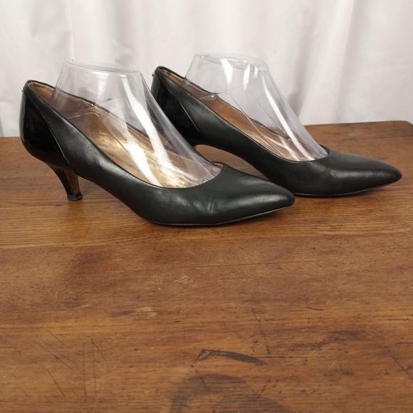 TED BAKER Black Leather Kitten Heel Pumps UK7/US9 - Picture 2 of 11